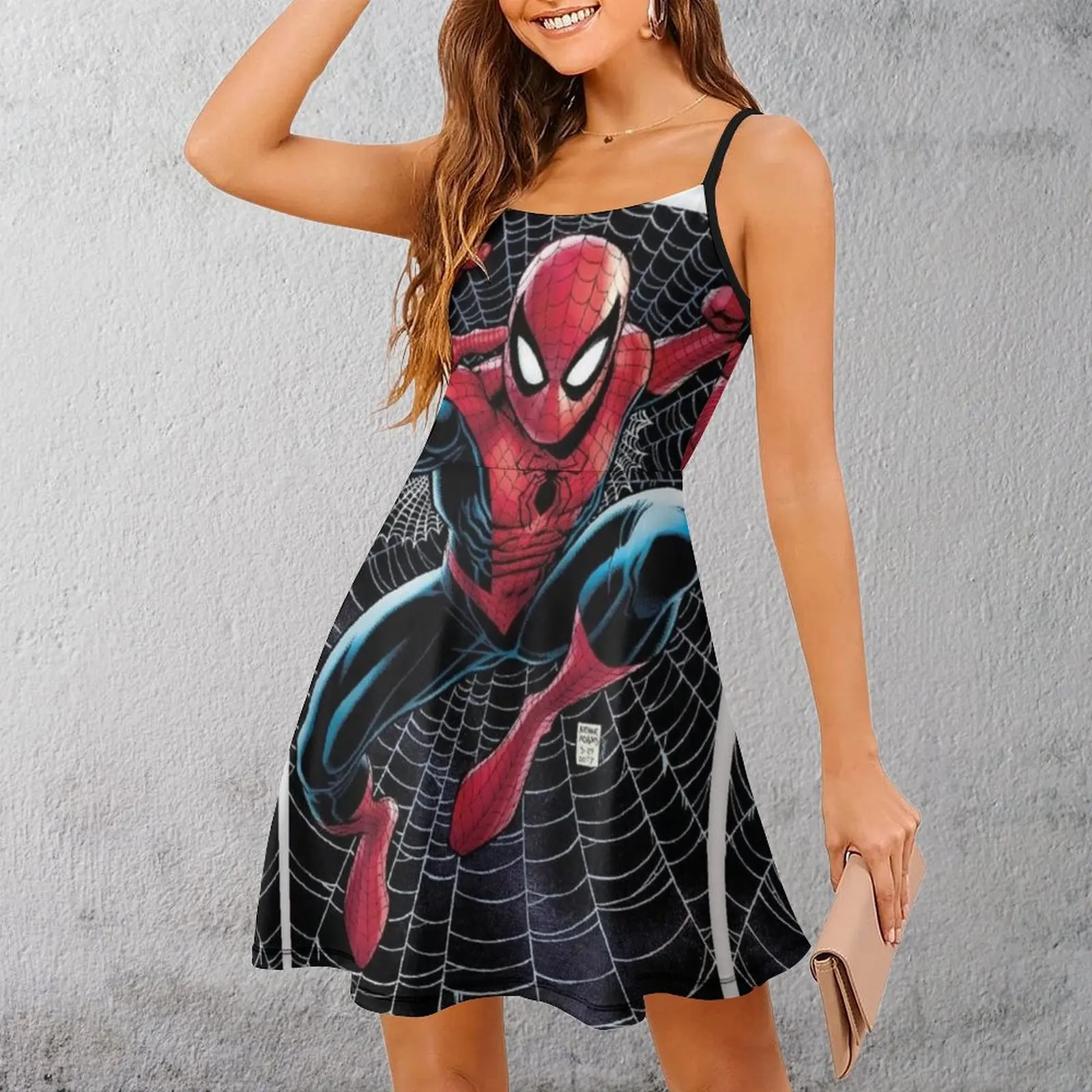 Homem-aranha spidey web-head peter parker wall-crawler (51) gráfico legal vestido de mulher exótica vestido de estilingue feminino humor cocktails