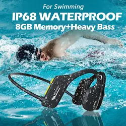 BoneX2 8GB Storage Swimming Headphone IP68 Waterproof Bone Conduction Headset Open Ear Wireless BT 5.2 Ear Hook Sports Earphones