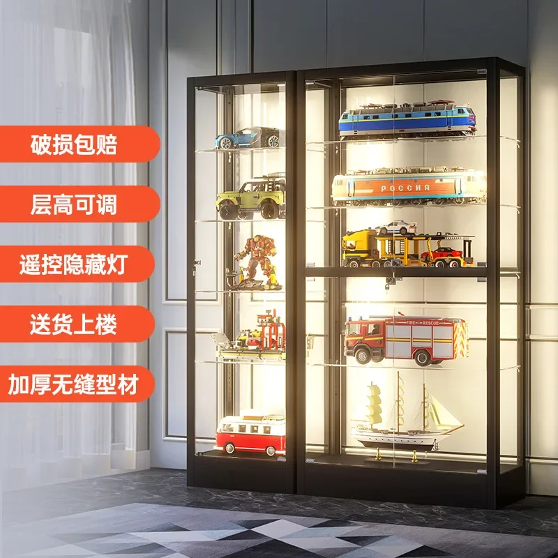 Figure Display Cabinet Glass with Light Dust-proof Transparent Display Household Model Toy Cabinet Display Stand