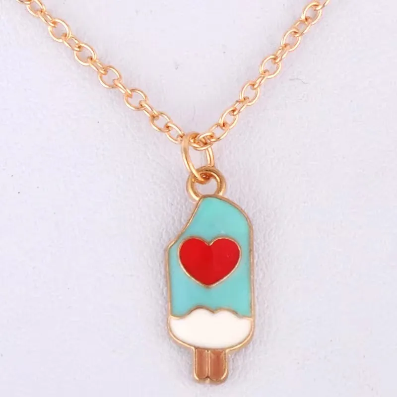 Enamel Food Drink Milk Lollipop Cupcake Pendant Necklace Juice Snack Cake Women Girl Choker Necklace Fashion Costume Jewellery