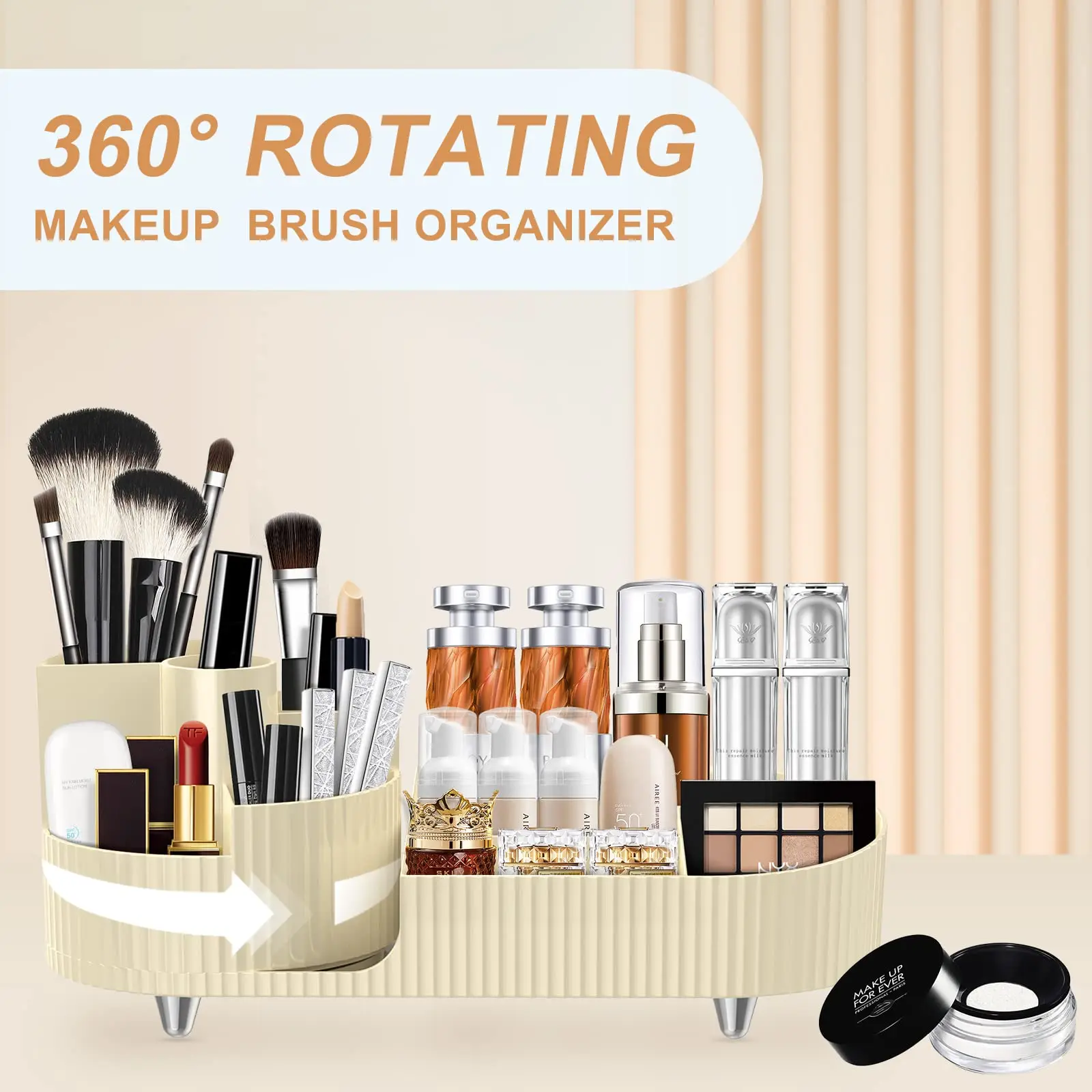 360° Rotating Makeup Organizer Large Capacity Makeup Brush Holder for Vanity Decor,Bathroom Countertops,Desk Storage Container