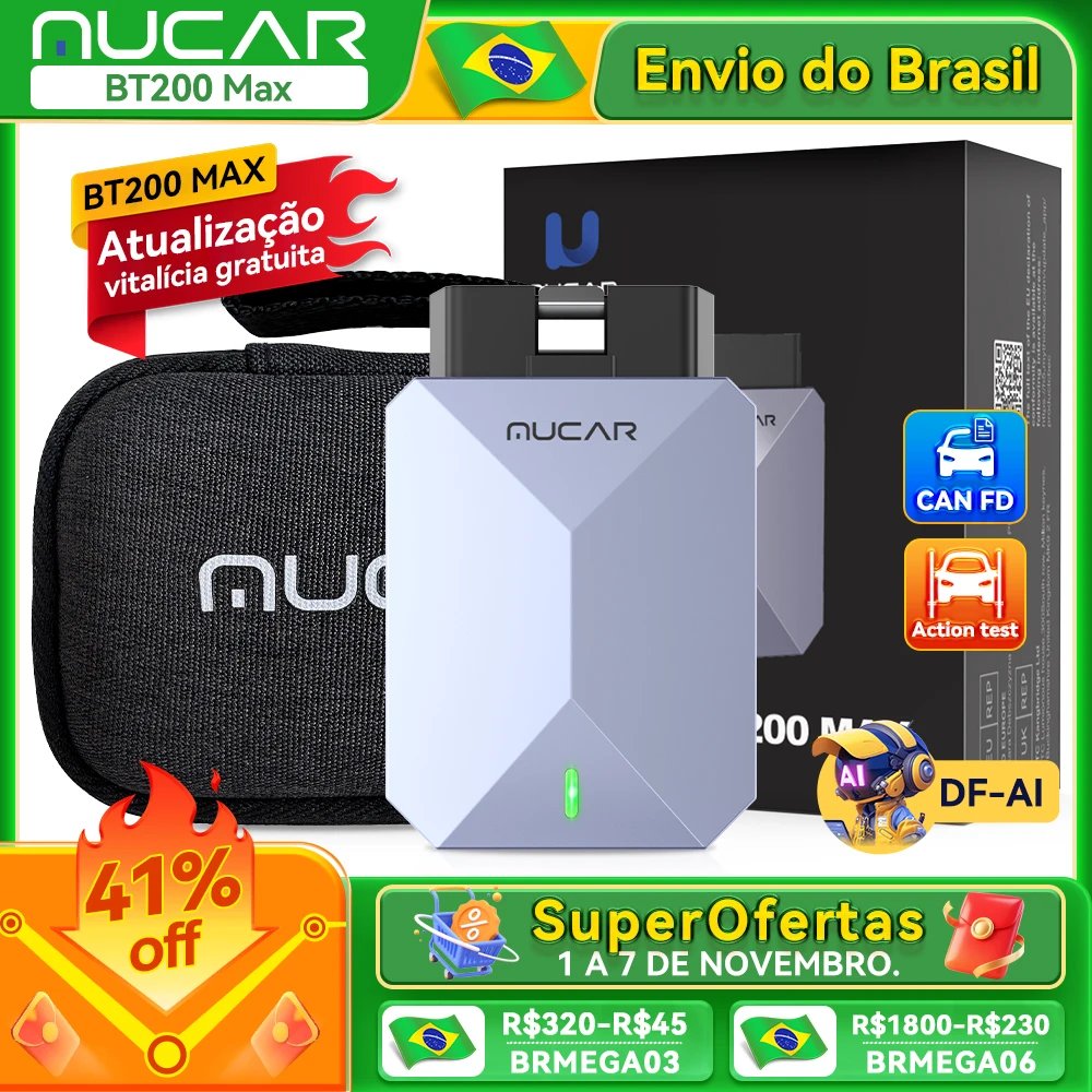 Atualização gratuita vitalícia MUCAR BT200 Max OBD2 Scanner CAN FD Controle bidirecional Todo o sistema Ferramenta de diagnóstico 15 Redefinir para todos os carros