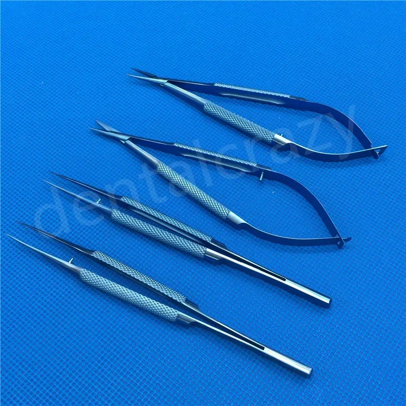 4pcs/set 14cm Titanium microsurgical instruments microsurgery instruments Kit scissors needle holder forceps