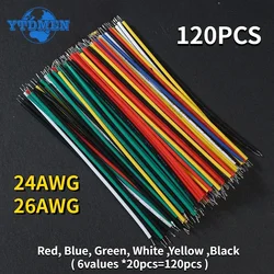 120 Uds. Cable de soldadura PCB de placa de pruebas estañada de 6 colores 24AWG / 26AWG Cable de puente Kit DIY cables electrónicos de alta calidad