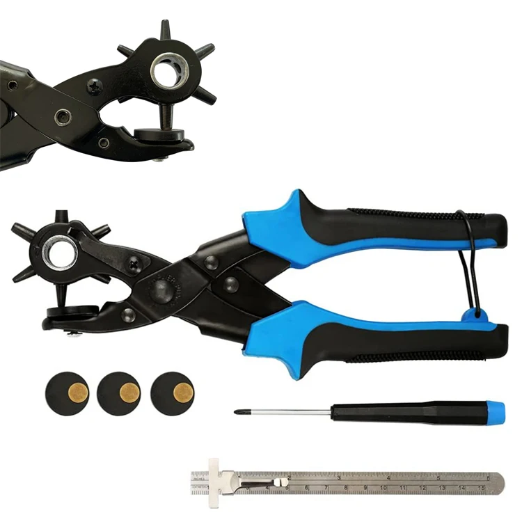

YUHANG DIY Steel Leather Hole Punch Tool Kit Soft Grip Plastic Handle OEM Customized Belts Puncher Pliers Metric Measurement