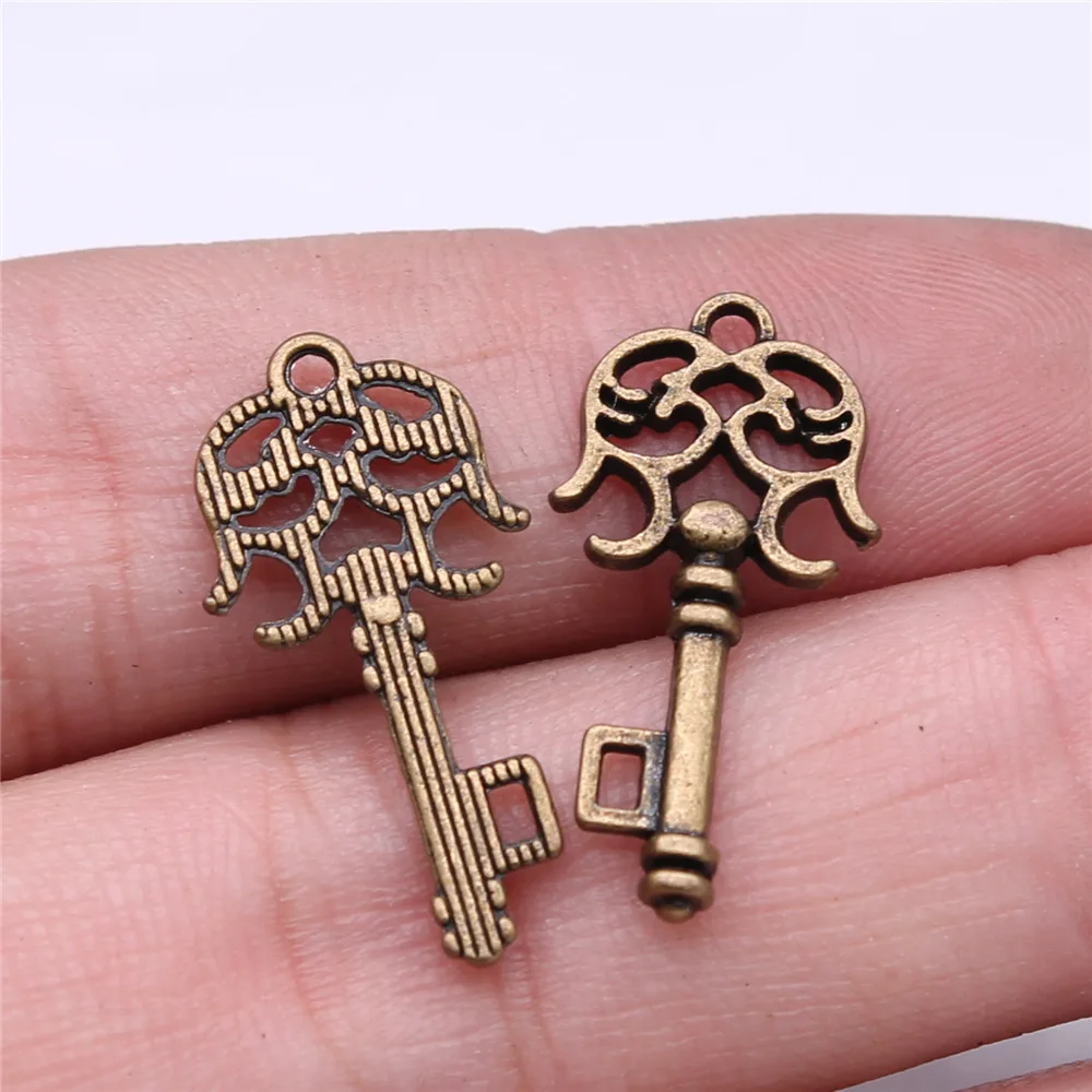 

20pcs 24x12mm 2 Colors Antique Silver Color Antique Bronze Color Key Charms Handmade Jewelry Making Accessories