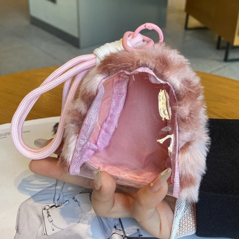 Clear Plush Ita Bag Pouch for Badges Kawaii Transparent Coin Purse Mini Storage Bag for Earphone Keychain Cute Bags Decoration