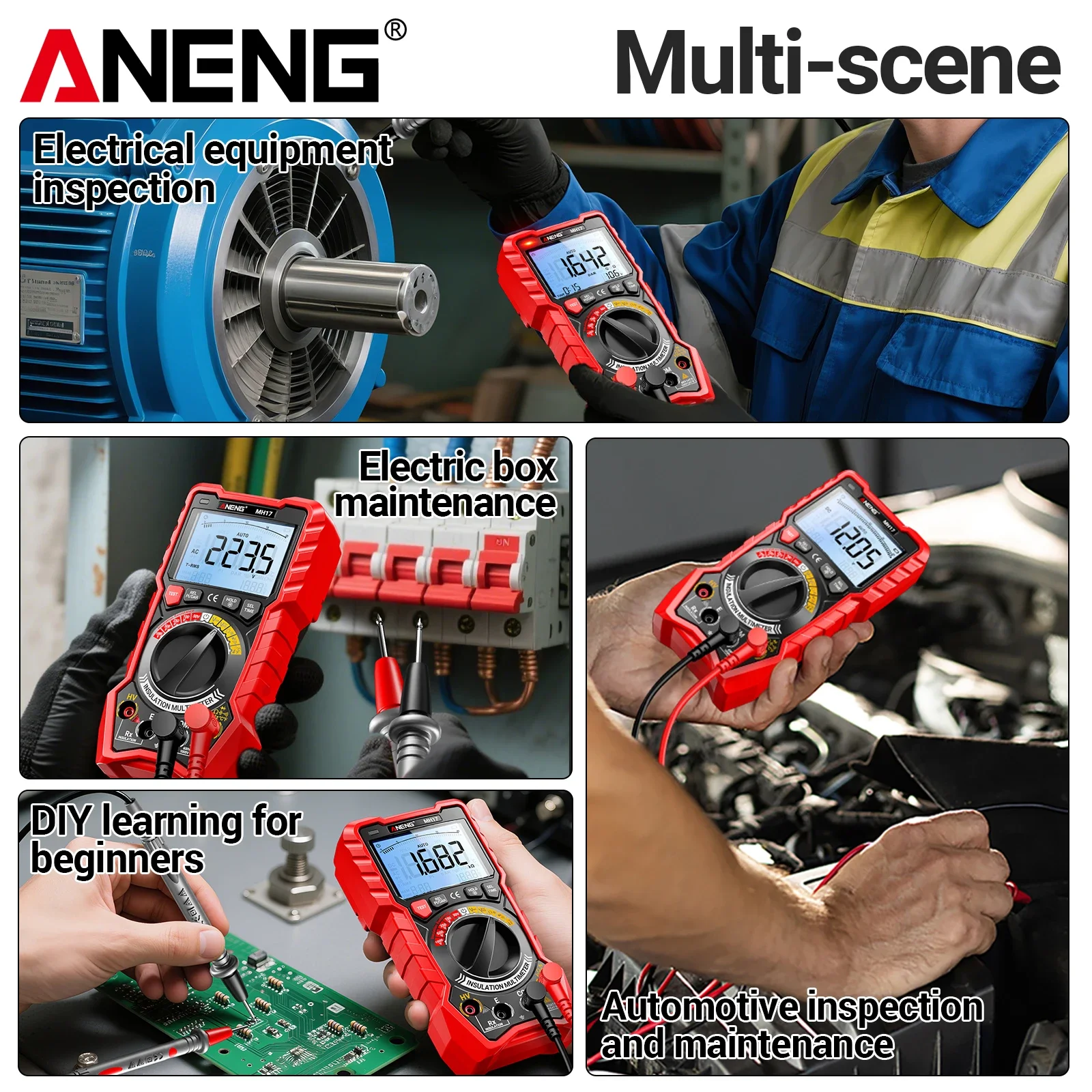 ANENG MH17 High-Precision Resistance Tester With Automatic Range And Multiple Rated Voltages For Electrical Insulation Testing