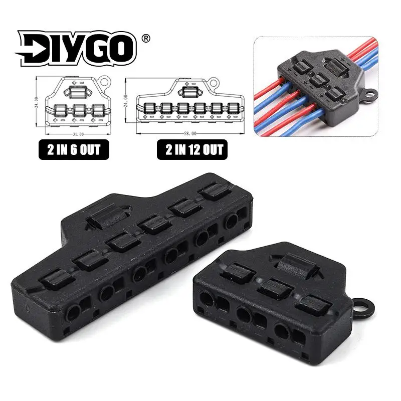 1PCS 3/6 Port Miniature Quick Connect Splitter Out Line Sharing Box Distribution Port Hub For Lighting Led Strip Connection