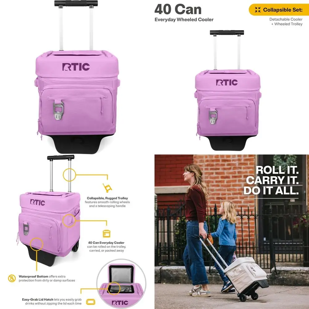 

Portable Rolling Collapsible Insulated Cooler Bag with Wheels and Handle for Outdoor Adventures and Everyday Use