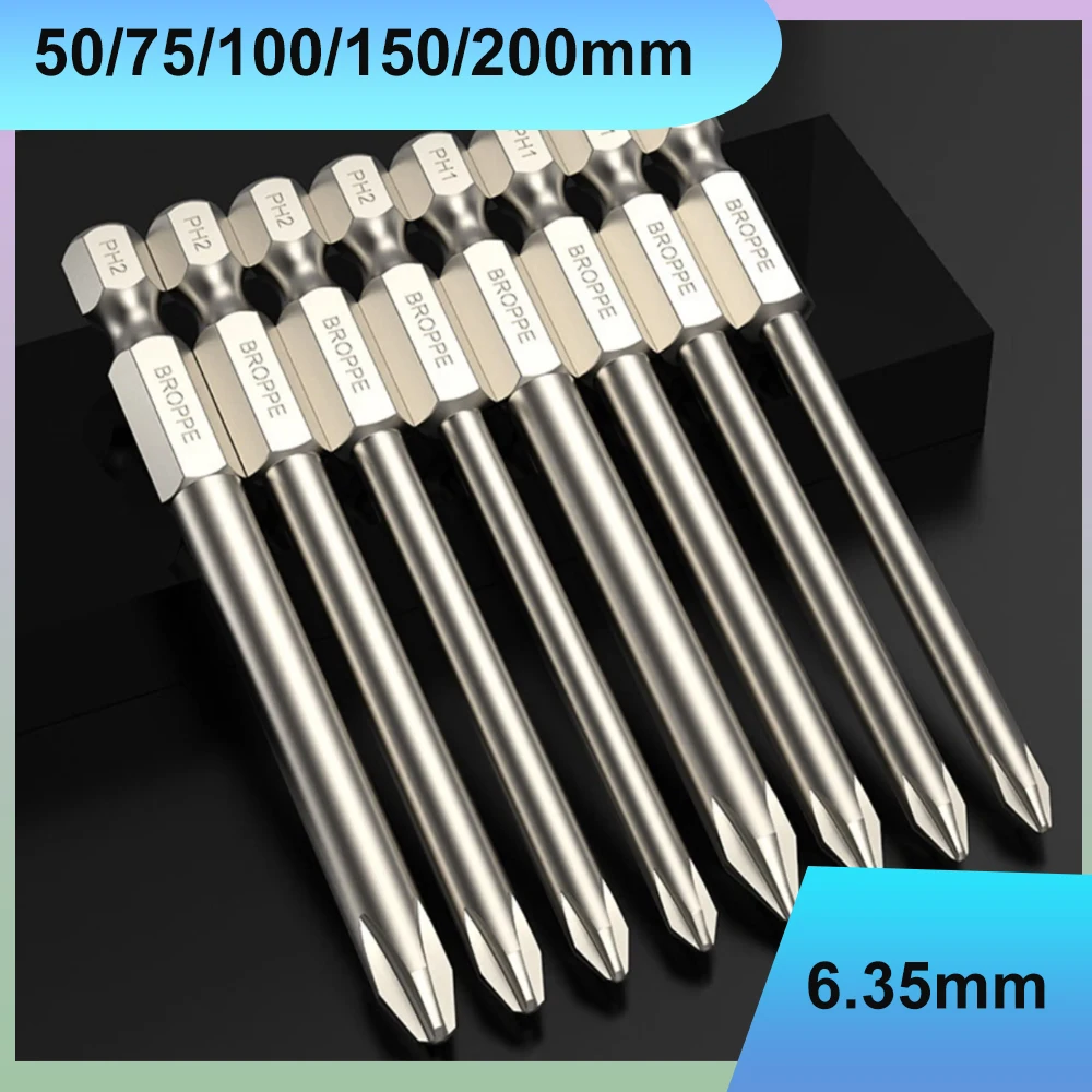 6.35mm Shank Electric Drill Electric Screwdriver Bit Set Length 50/75/100/150/200mm Phillips Hexagonal Torx Bit Set Magnetic Bit