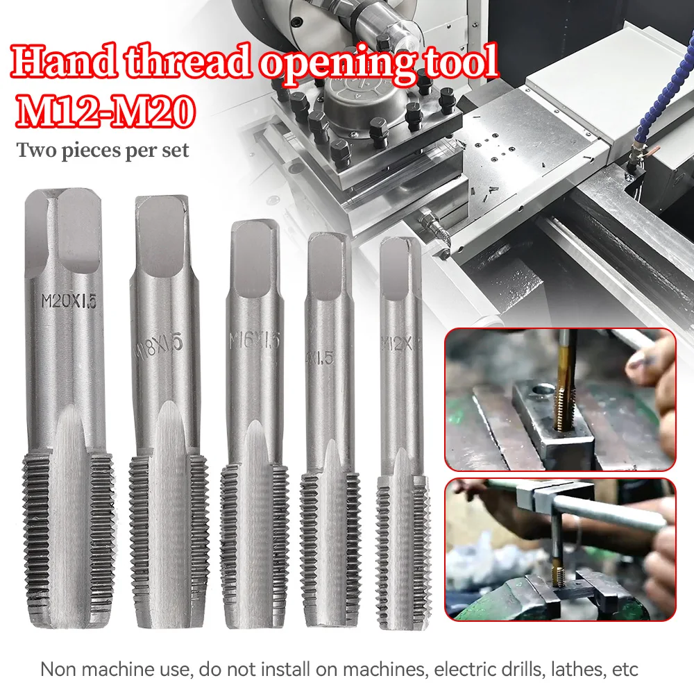 

2pcs Hand Thread Tap M12 M14 M16 M18 M20 Metric Hand Tap Straight Flute Screw Fine Threaded Tap Drill Bit High Speed Steel Tool