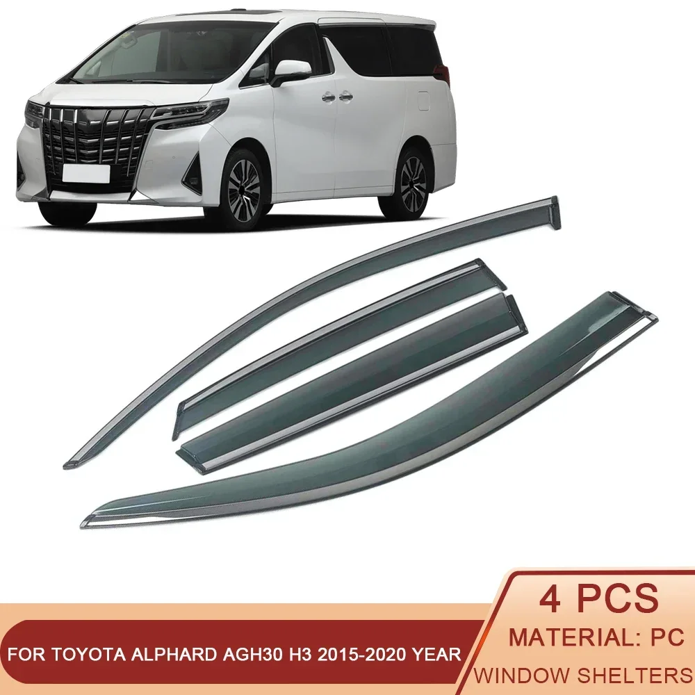 For TOYOTA  Alphard AGH30 H3 2015-2020 Car Window Sun Rain Shade Visors Shield Shelter Protector Cover Trim Frame Sticker