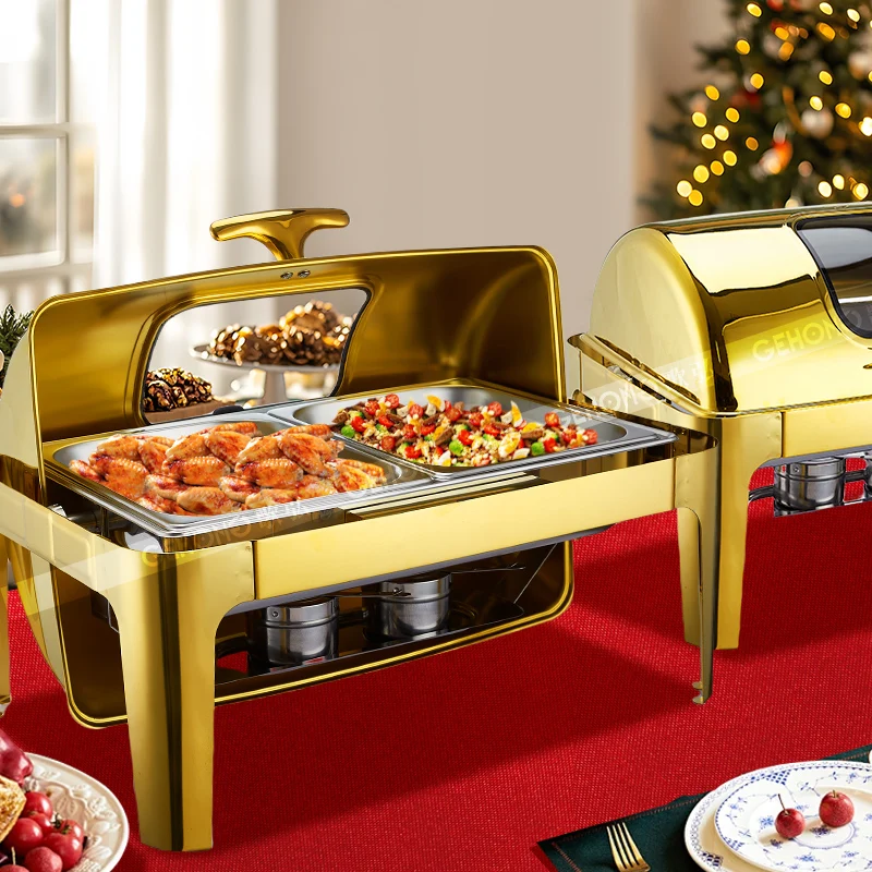 Deluxe Hot Pot Buffet Set Hotel Restaurant Food Heater Buffet Hot Pot Stainless Steel Banquet Catering Hot Pot