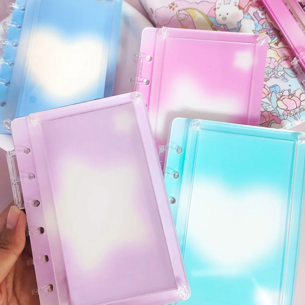 A5 Binder Notebook Scrapbook With Acrylic Cover Heart Star Printed Loose-leaf  Hand Account Notebook For DIY Stationery Gifts