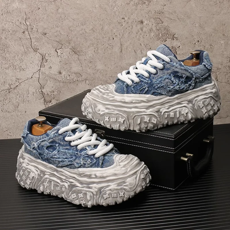 

Fashionable and versatile thick-soled height-increasing dad shoes, trendy men's shoes,breathable canvas casual shoes for men b27