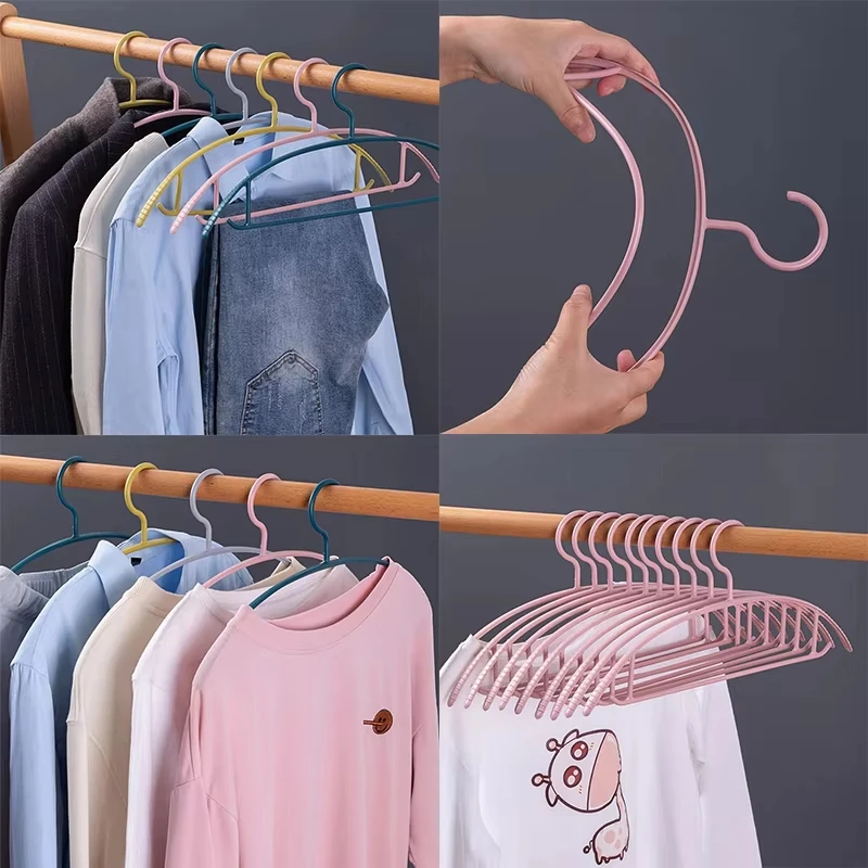 Multi-Purpose Wide Shoulder Clothes Hangers Non-Slip No Trace Plastic Hangers For Closet Wardrobe Laundry Drying Home Storage