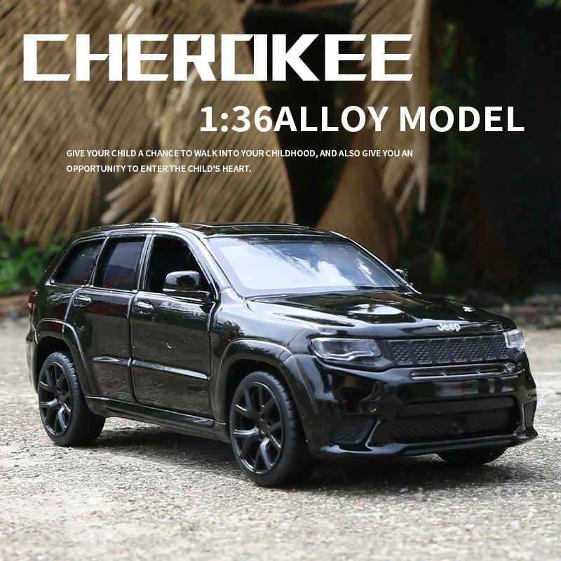 Jeep Grand TraffTrackhawk SUV Toy Car, Alliage, Dos côtelé, Mini modèle de voiture, Collection de jouets, Ornements, 1:36