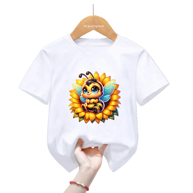 

Bee Flowers Printed Tshirt Girls Kawaii Kids Clothes Butterfly Summer Fashion Short Sleeve T Shirt Harajuku Shirt