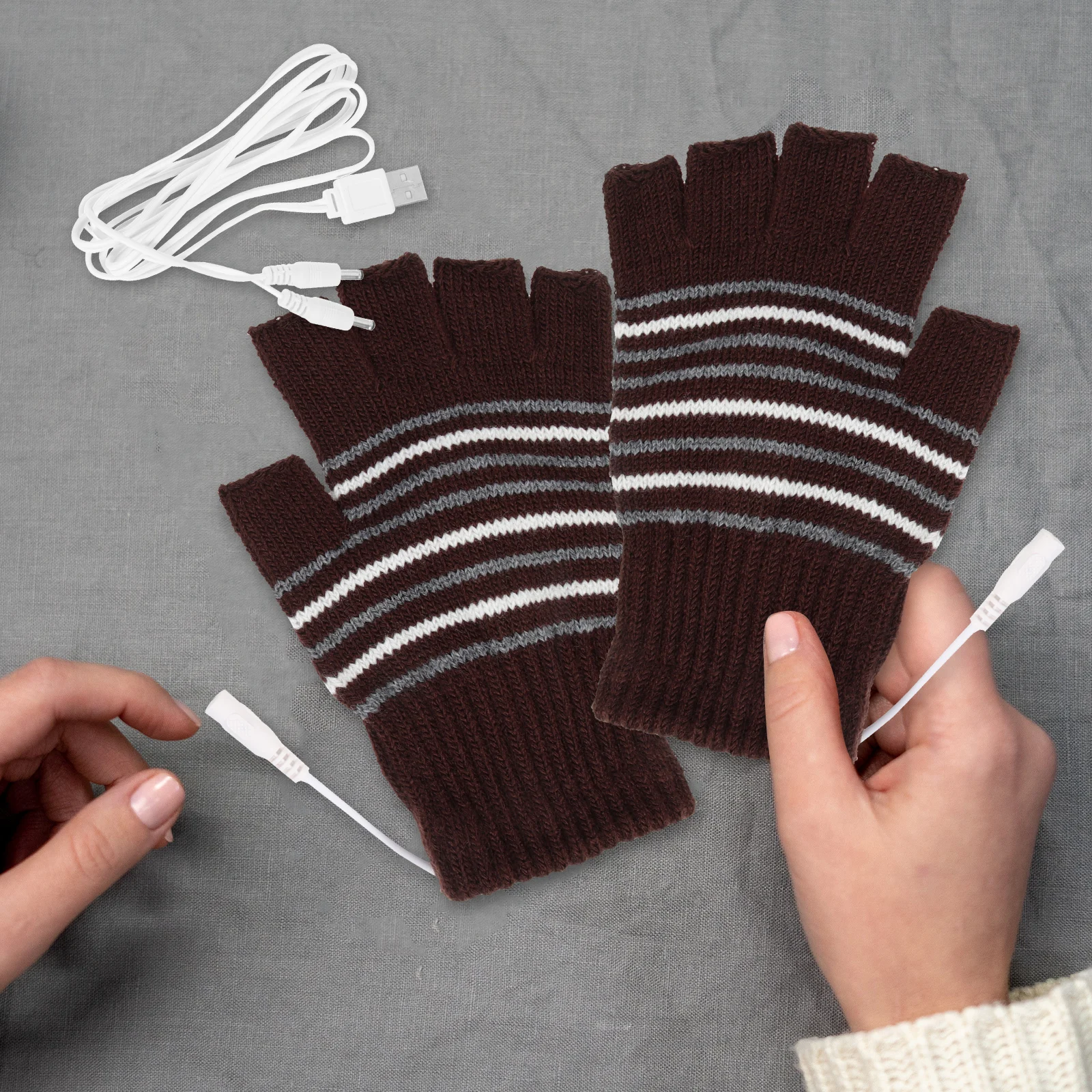 

2 Pcs Heated Gloves Adjustable Thermal Mitts Electric Warm Knitted Skiing Winter Sports Portable Windproof Smart Outdoor Riding