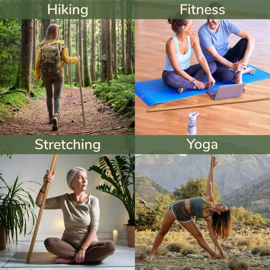 عصا خيزران قوية للياقة البدنية واليوجا وإعادة التأهيل البدني. أقطار 60 بوصة × 1.18 بوصة. متوفر بكميات كبيرة 1 قطعة #6