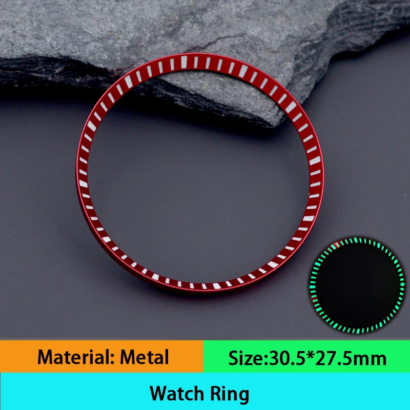 

30.5*27.5mm Watch Chapter Ring Metal With Ci Blue and Green Luminous Fit SKX007 Watch Accessories