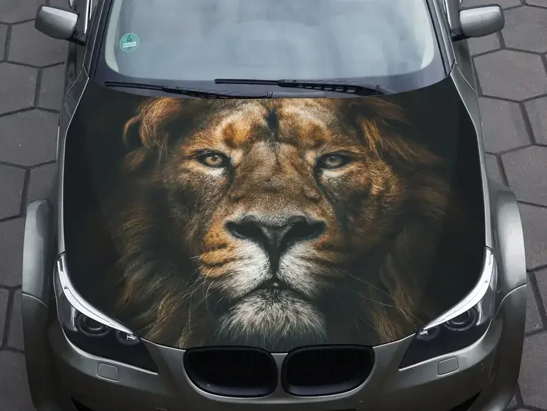 

Car Hood Wrap Decal, Lion, Vinyl Sticker, Graphic Decal, Truck Decal, Truck Graphic, Bonnet Decals, Wolf, F150,Universal, CUSTOM