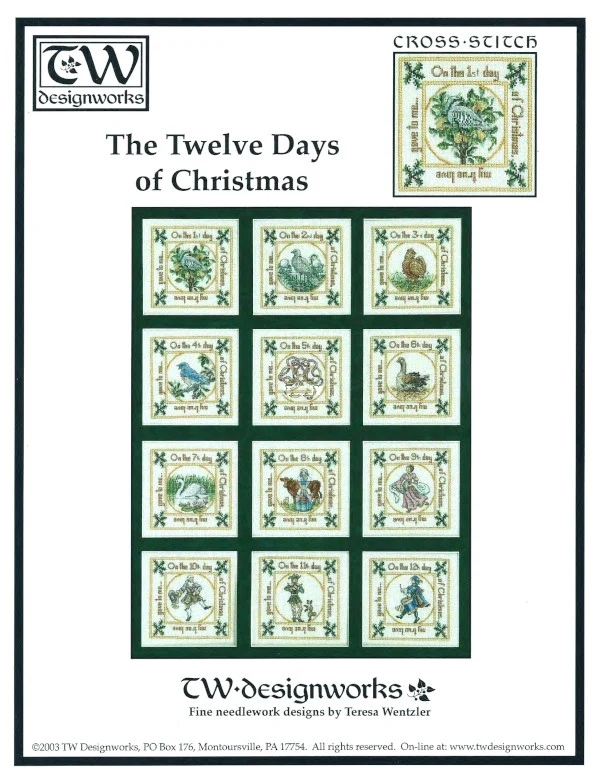 Cross Stitch DIY Embroidery Set, DMC Threads, Craft Handicraft, Different Cat, 14CT, 48-twelve days of Christmas 65-84