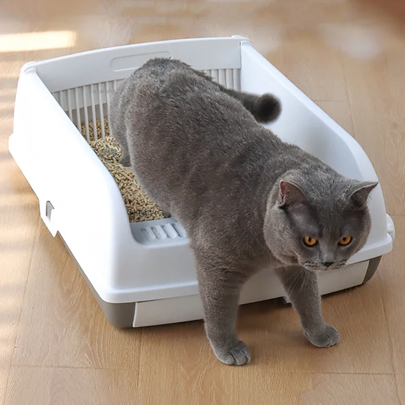 Semi-automatic and semi enclosed cat litter bin protection mat cat stairs China deodorization pet training sand pool products