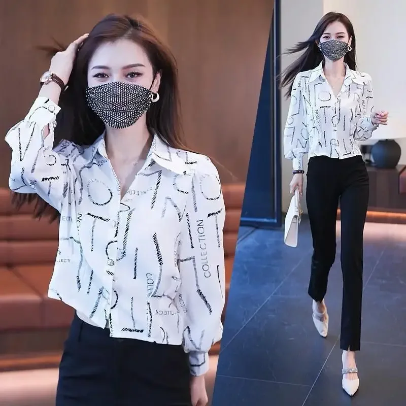 Full Long Sleeve Chiffon Shirts & Blouses For Women Summer Luxury Designer Woman Top Clothing Sales Premium Promotion Tall