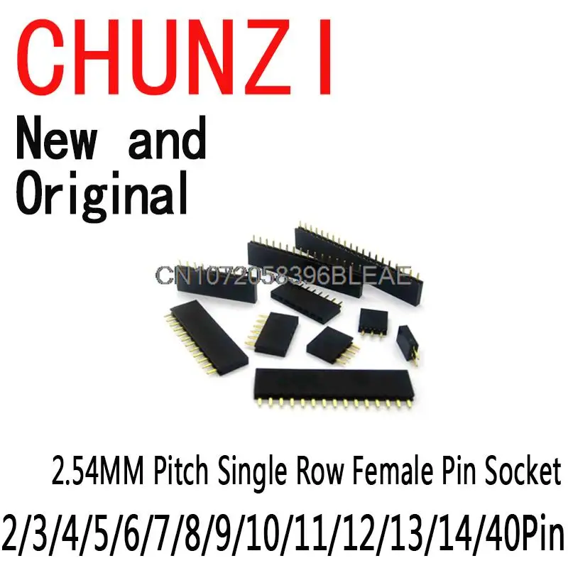 10PCS Pitch Single Row Female Pin Socket PCB Connector Single Row Mother For Arduino 2.54MM 2/3/4/5/6/7/8/9/10/11/12/13/14/40Pin