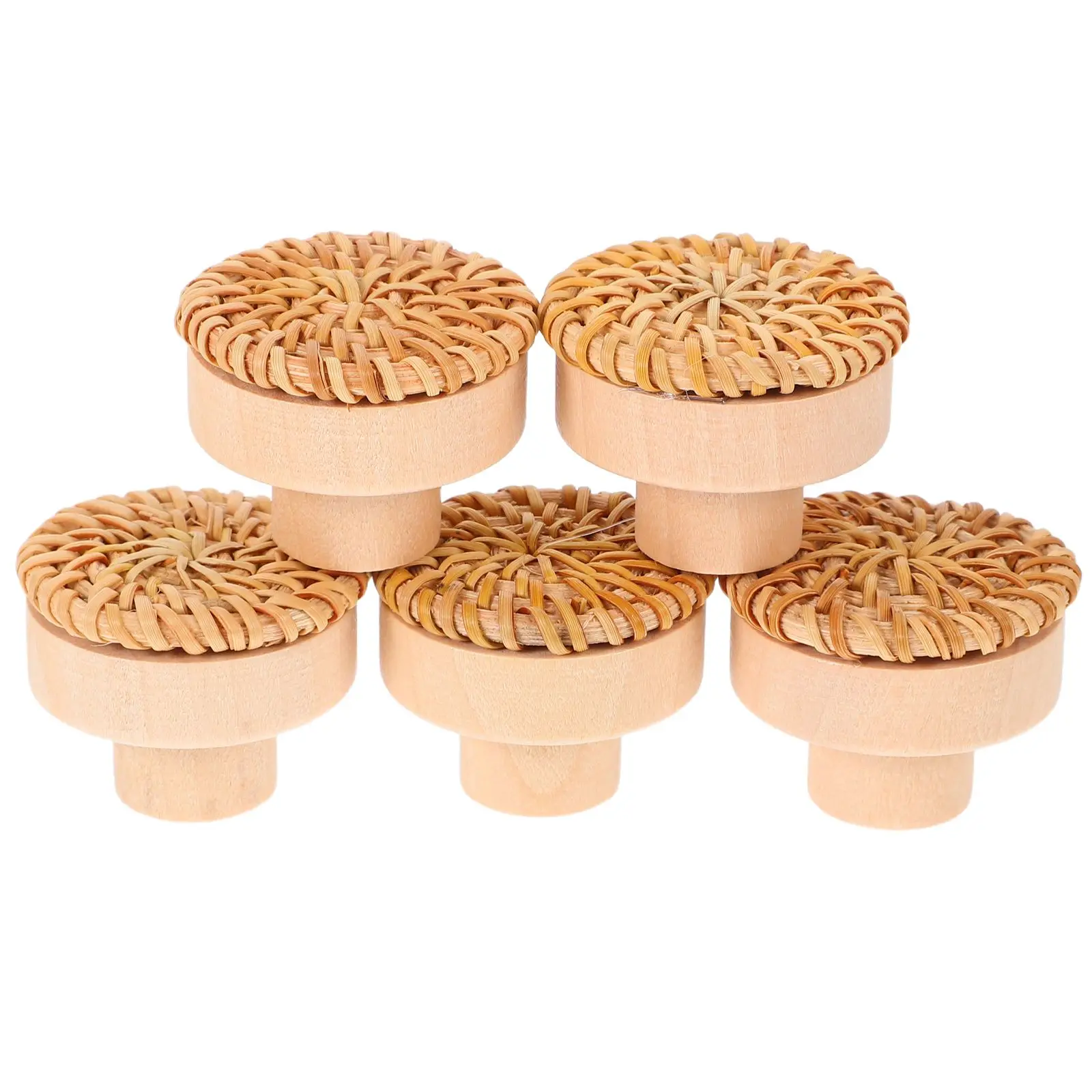 

5 Pcs Rattan Woven Hook Closet Hooks Hangers Vintage Coat Wall Decor Towel Rustic Hat