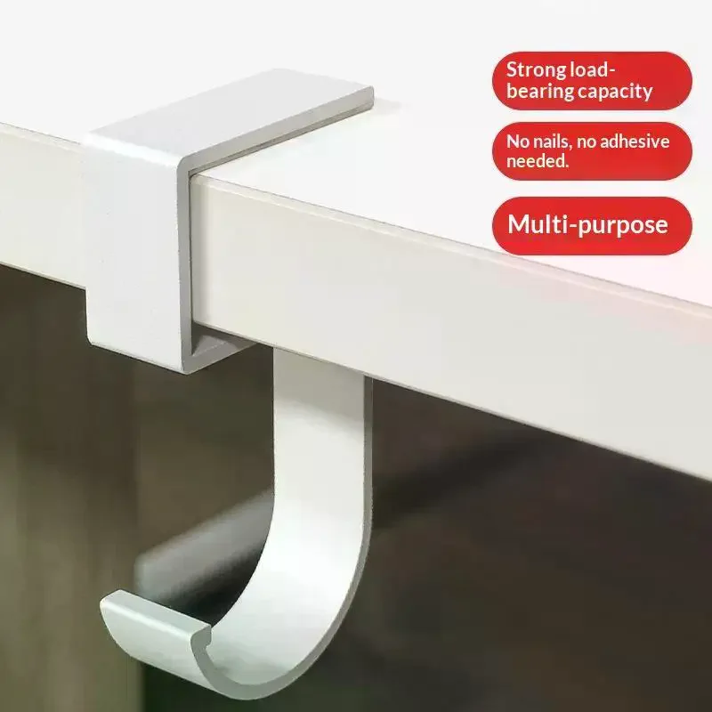 Aluminum Alloy Desk Hook Organizer Anti Slip Black White For Student Office Desk Storage Organization
