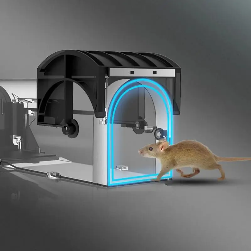 

Clear Plastic Mouse Trap, Humane Live Rat Cage, Non-toxic Rodent Exterminator With Lever Mechanism And Revolving Door