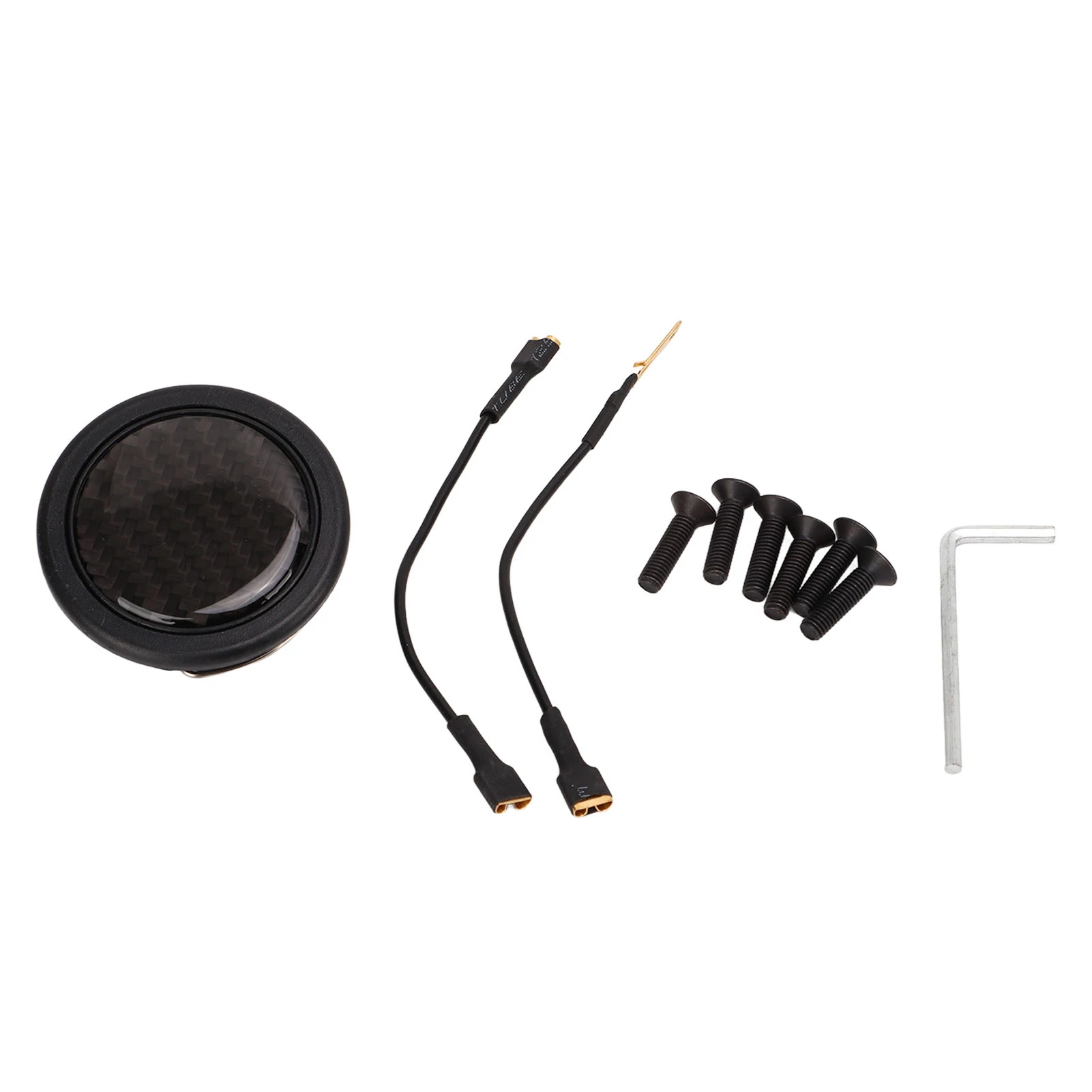 Car Steering Wheel Horn Button 50mm Diameter Carbon Fiber Universal for 6 Bolts Steering Wheel