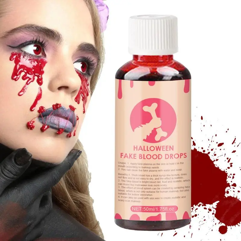 50ml Halloween Realistic Blood Effects Horror Fake Blood Spray Halloween Cosplay Makeup Washable Halloween Fake Blood Props