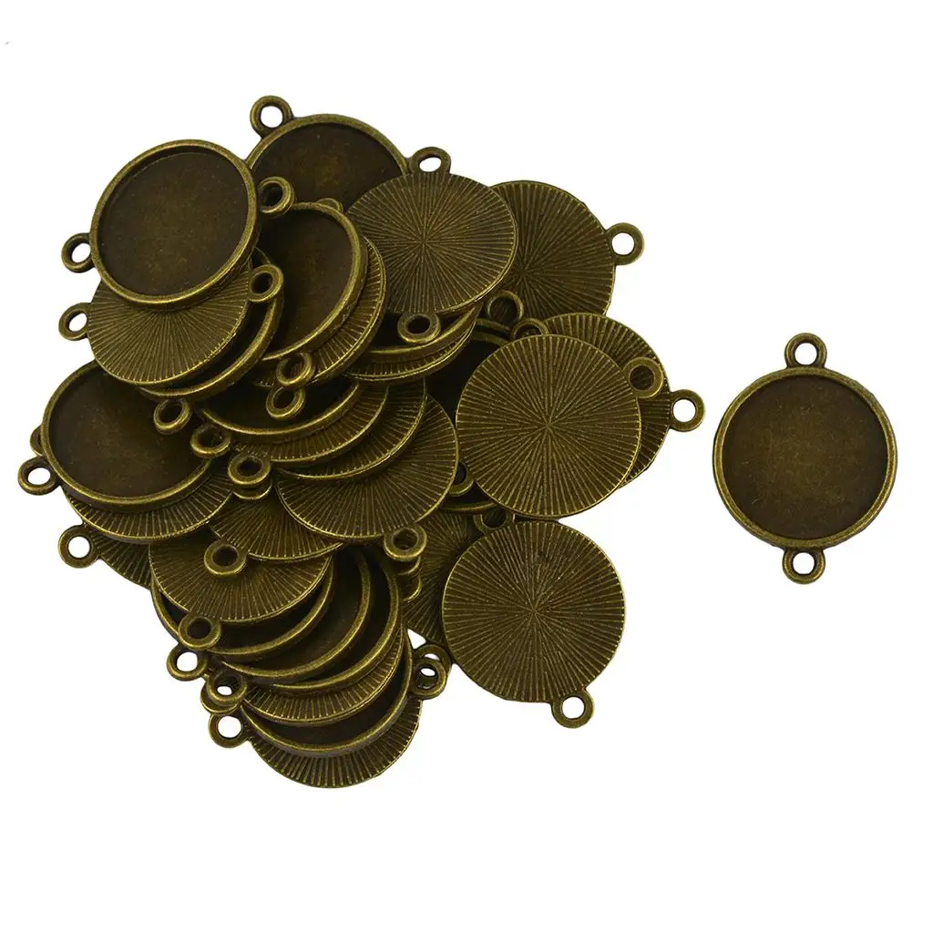 Blank Bezel Base for 16mm Cabochon Jewelry DIY Charms Connector Vintage Bronze Pack of 40pcs