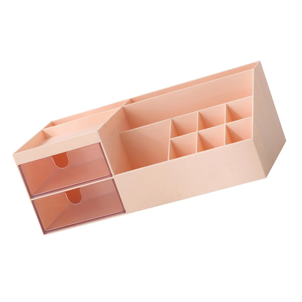 Plastic Storage Box Pink Desktop Organizer Compartments Office Makeup Holder Cosmetics Storage Box Tidy Table Sundries