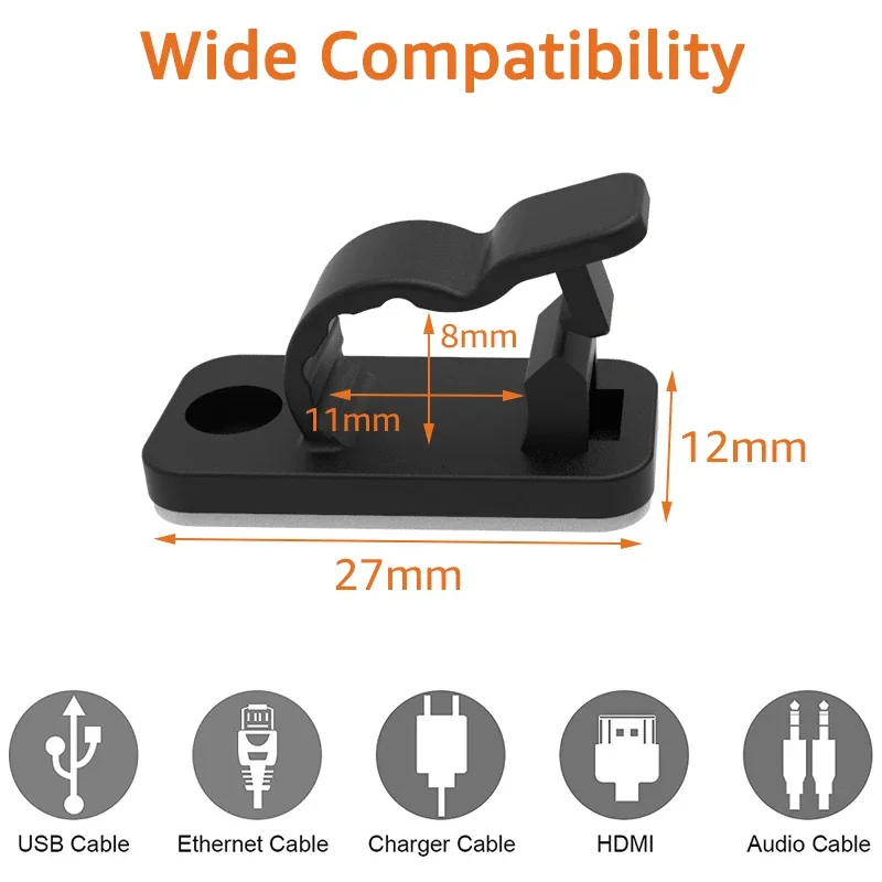 10/50PCS Cable Organizer Clips Cable Management Wire Manager Cord Holder USB Charging Data Line Bobbin Winder Wall Mounted Hook view 3