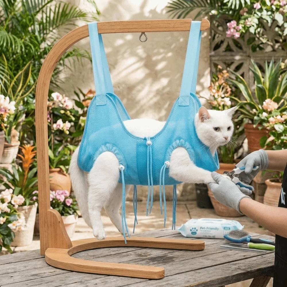 Pet Grooming Hammock Sling Restraint - Breathable Pet Grooming Hammock Anti-Scratch Adjustable