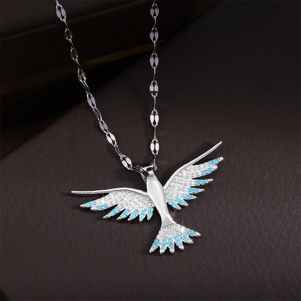 Trendy Phoenix Stainless Steel Cubic Zirconia Necklaces For Women Men Gold Color Metal Crystal Necklace Party Everyday Jewelry