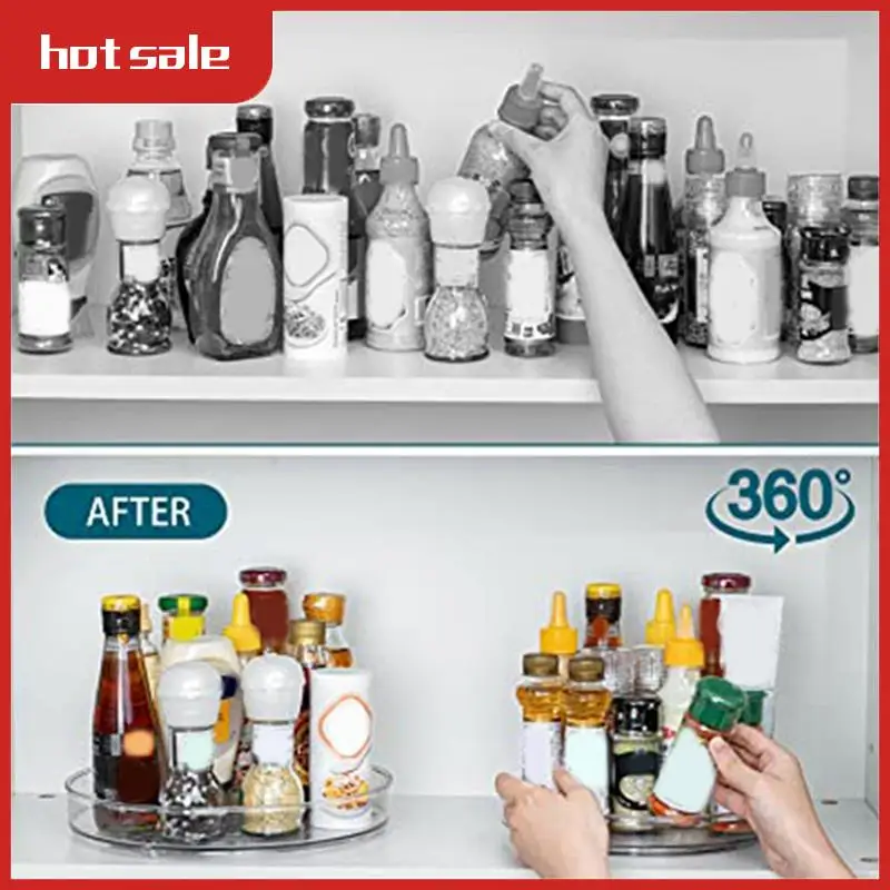 

Размер, 2 упаковки, вращающийся органайзер для шкафа, пластиковый проигрыватель, прозрачный пластиковый проигрыватель из ПЭТ, стеллаж для хранения, косметическая полка для специй