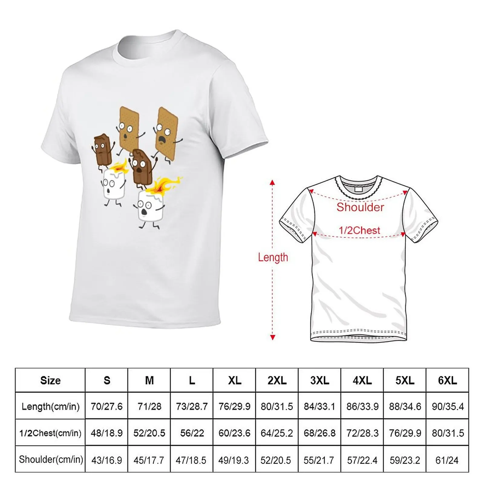 Happy Camper Running Smores T-Shirt Minimalist Plain Crew Neck T-Shirt