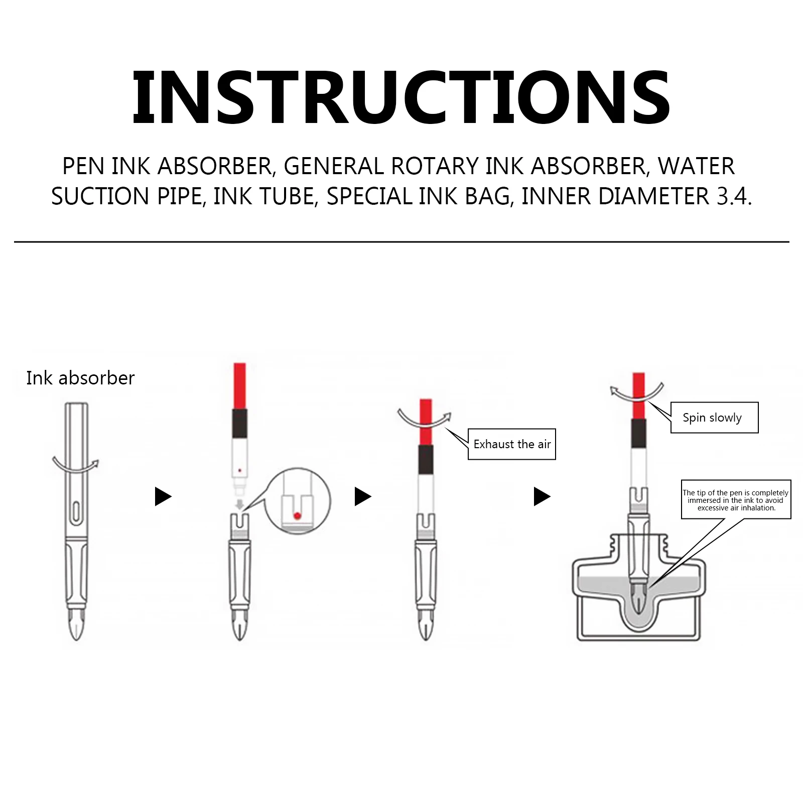 

10pcs Universal Fountain Pen Ink Converter Refill Tool Ergonomic Design For Students Stationery Rotation Type Absorber