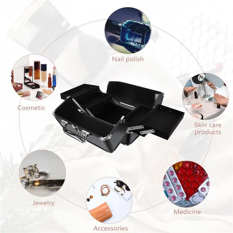 Makeup Holder Storage Box Ladies Portable High Appearance Three-layer Foldable Multifunctional Makeup Large Capacity Travel