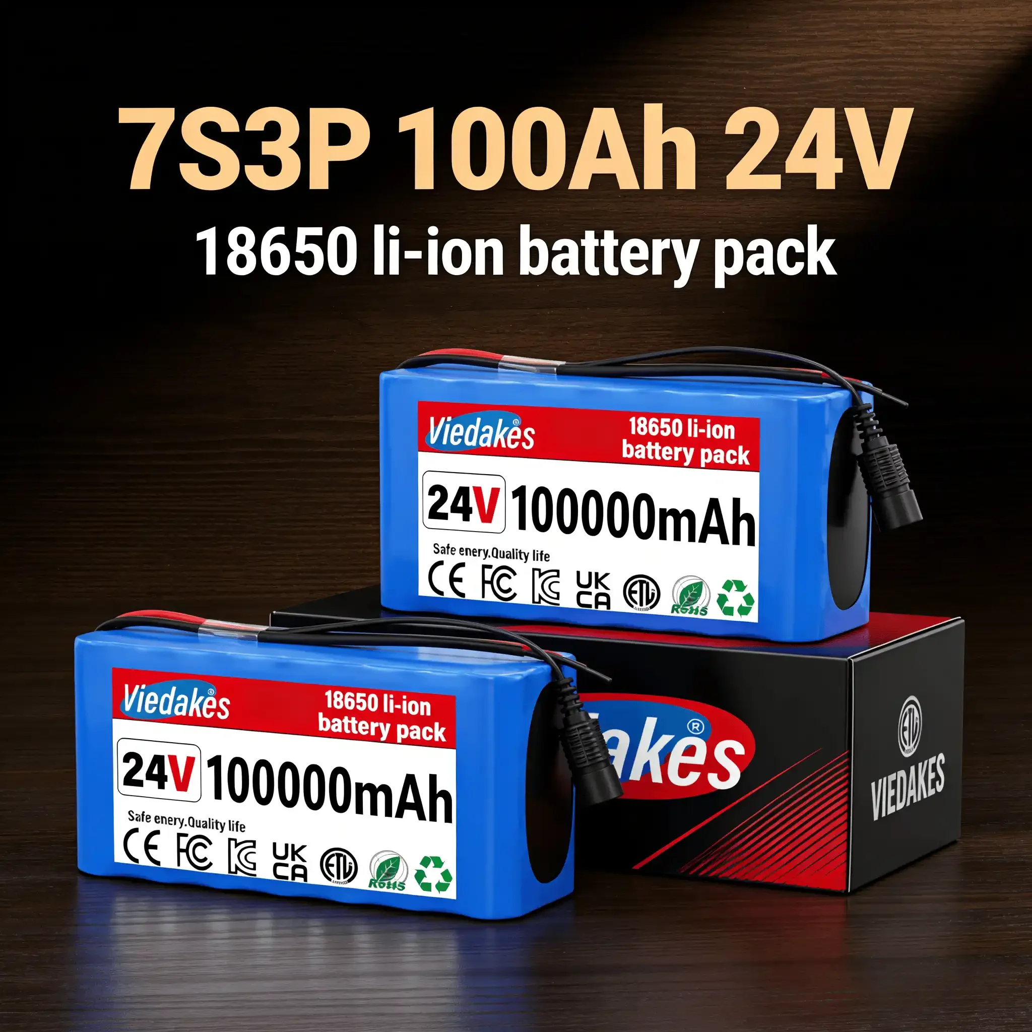

24V 10Ah Lithium Battery, 24V Rechargeable Li-ion Battery with 29.2V 2A Charger, Connector for LED Light Strip, CCTV Camera