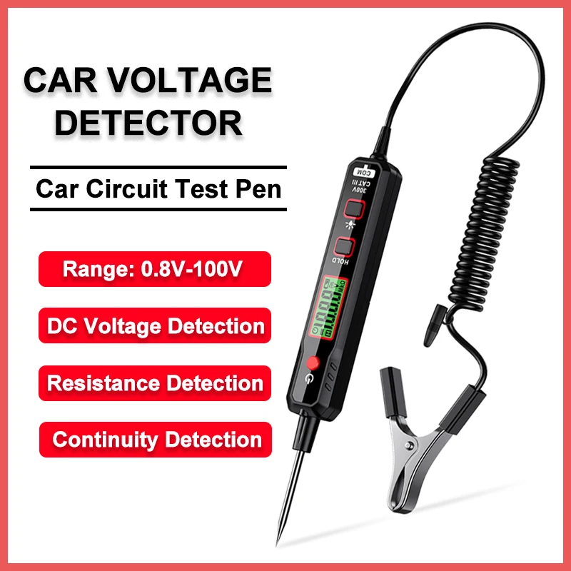 HT86A 100V Car Voltage Detector Pen Non-Contact Adjustable DC Voltage Backlight Tester Car Fault Maintenance Circuit Test Pen