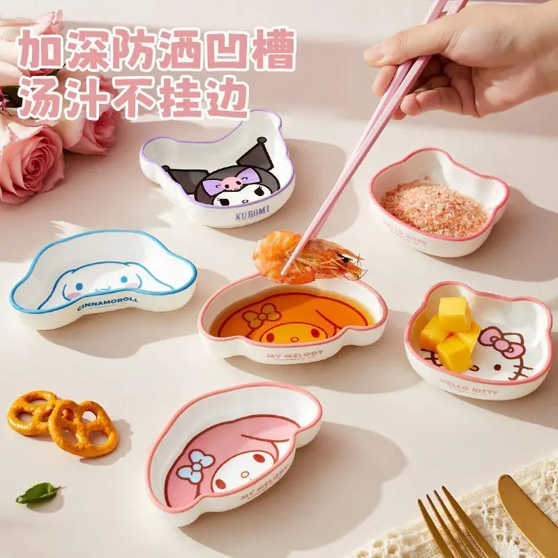 Cartoon My melody Hello kitty cute ceramic dipping dish home kitchen Cinnamoroll kuromi barbecue seasoning dish tableware kawaii