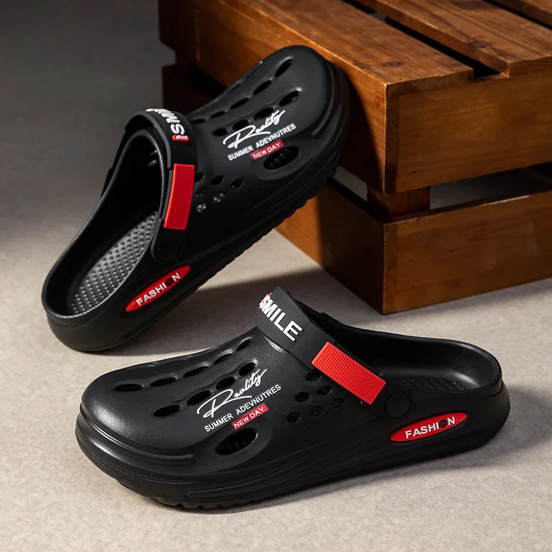Sandalias de verano para hombre, zuecos, zapatillas EVA, suela suave, zapatillas de playa transpirables, zapatillas de casa para hombre, zapatillas antideslizantes para exteriores