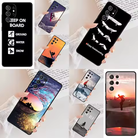 KEEP ON BOARD RadAct Skateboard Surf Snowboard Phone Case For Samsung Galaxy S24 S23 S22 S21 Ultra Note 10 Pro S20 Plus S9 Cover